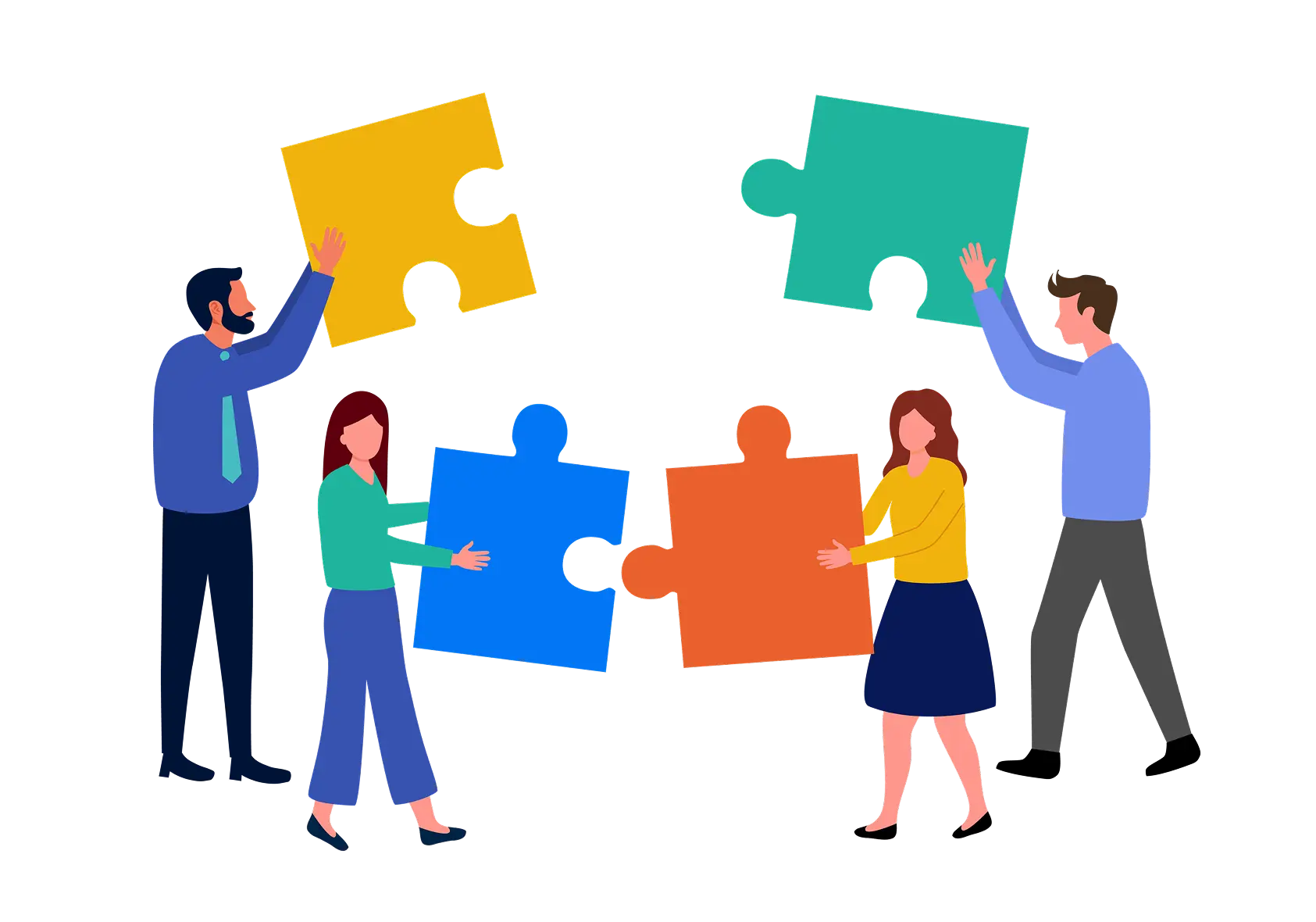 パズルを持つ人々のイラスト